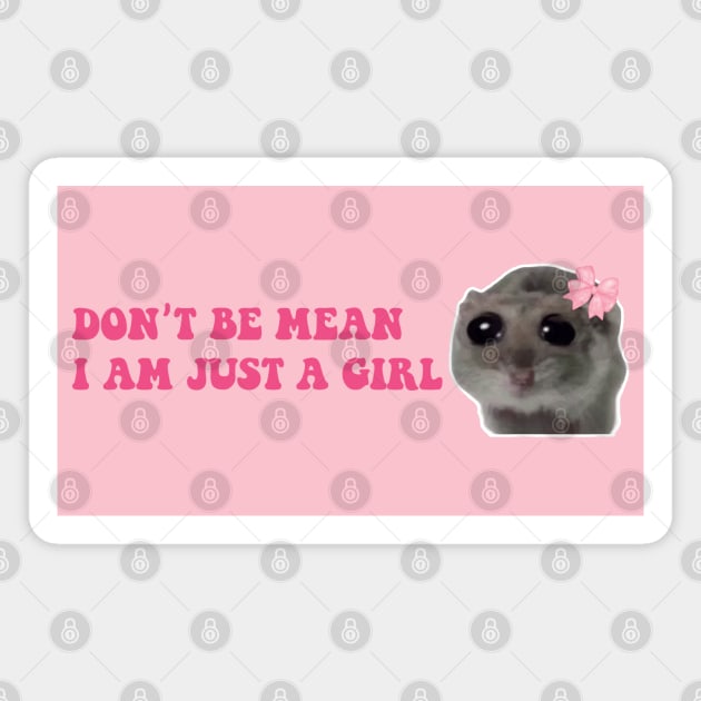 Sad Hamster, Don't Be Mean I am Just a Girl Magnet by LaroyaloTees